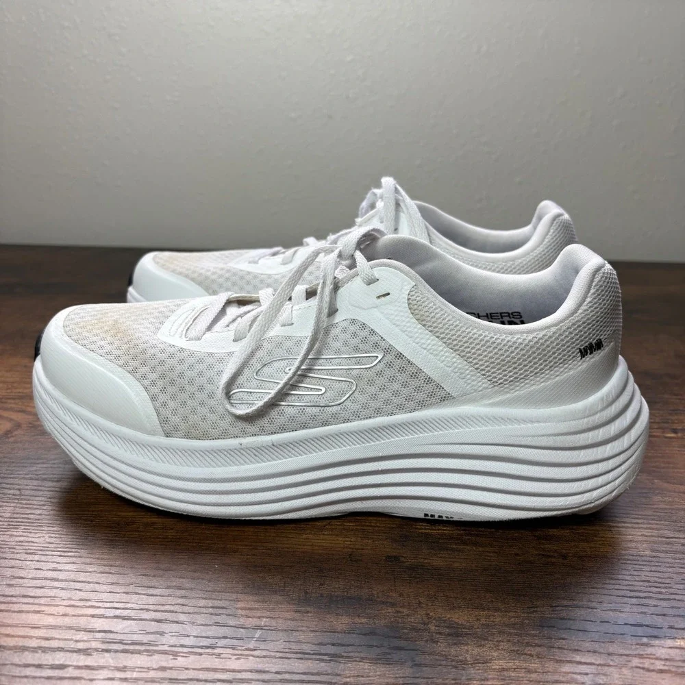 Skechers Max Cushioning Elite White Mesh Running Shoes Womens 8.5